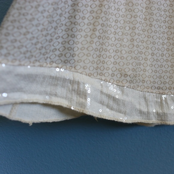 Flowy Cream Summer Dress, Elastic Waist, Sequins - Picture 5 of 5